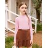 Arshiner Girls Shirts Half Turtleneck Long Sleeve Tops Casual Knitted Slim Fit Pullover Blouse Tee(Pink)