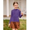 Arshiner Girls Shirts Half Turtleneck Long Sleeve Tops Casual Knitted Slim Fit Pullover Blouse Tee(Purple)