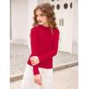Arshiner Girls Shirts Half Turtleneck Long Sleeve Tops Casual Knitted Slim Fit Pullover Blouse Tee(Red)