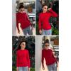 Arshiner Girls Shirts Half Turtleneck Long Sleeve Tops Casual Knitted Slim Fit Pullover Blouse Tee(Red)