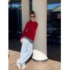 Arshiner Girls Shirts Half Turtleneck Long Sleeve Tops Casual Knitted Slim Fit Pullover Blouse Tee(Red)
