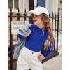 Arshiner Girls Shirts Half Turtleneck Long Sleeve Tops Casual Knitted Slim Fit Pullover Blouse Tee(Sapphire Blue)