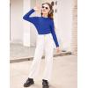 Arshiner Girls Shirts Half Turtleneck Long Sleeve Tops Casual Knitted Slim Fit Pullover Blouse Tee(Sapphire Blue)