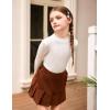 Arshiner Girls Shirts Half Turtleneck Long Sleeve Tops Casual Knitted Slim Fit Pullover Blouse Tee(White)