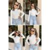 Arshiner Girls Shirts Half Turtleneck Long Sleeve Tops Casual Knitted Slim Fit Pullover Blouse Tee(White)