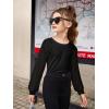 Arshiner Girls Shirts Lace Raglan Long Sleeves Crewneck Casual Soft Kids Blouse Tee Tops(Black)