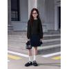 Arshiner Girls Shirts Lace Raglan Long Sleeves Crewneck Casual Soft Kids Blouse Tee Tops(Black)