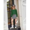Arshiner Girls Shirts Lace Raglan Long Sleeves Crewneck Casual Soft Kids Blouse Tee Tops(Green)