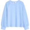 Arshiner Girls Shirts Lace Raglan Long Sleeves Crewneck Casual Soft Kids Blouse Tee Tops(Light Blue)