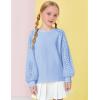 Arshiner Girls Shirts Lace Raglan Long Sleeves Crewneck Casual Soft Kids Blouse Tee Tops(Light Blue)