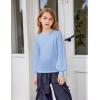 Arshiner Girls Shirts Lace Raglan Long Sleeves Crewneck Casual Soft Kids Blouse Tee Tops(Light Blue)