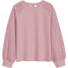 Arshiner Girls Shirts Lace Raglan Long Sleeves Crewneck Casual Soft Kids Blouse Tee Tops(Lotus Root Pink)