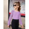 Arshiner Girls Shirts Lace Raglan Long Sleeves Crewneck Casual Soft Kids Blouse Tee Tops(Purple)