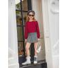 Arshiner Girls Shirts Lace Raglan Long Sleeves Crewneck Casual Soft Kids Blouse Tee Tops(Red)