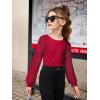 Arshiner Girls Shirts Lace Raglan Long Sleeves Crewneck Casual Soft Kids Blouse Tee Tops(Red)