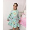 Arshiner Girls’ Sleepwear Long Sleeve Cute Nightgown Nightie Pajama Dress(Blue Green Cartoon)