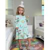 Arshiner Girls’ Sleepwear Long Sleeve Cute Nightgown Nightie Pajama Dress(Blue Green Cartoon)