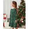 Arshiner Girls’ Sleepwear Long Sleeve Cute Nightgown Nightie Pajama Dress(Green Christmas)