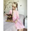 Arshiner Girls’ Sleepwear Long Sleeve Cute Nightgown Nightie Pajama Dress(Pink Teddy)