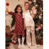 Arshiner Girls’ Sleepwear Long Sleeve Cute Nightgown Nightie Pajama Dress(Red Christmas Teddy)