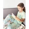 Arshiner Girls’ Sleepwear Short Sleeve Long Pants Pajamas Sets Soft Loungwear for Kids(Green Cats)