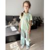 Arshiner Girls’ Sleepwear Short Sleeve Long Pants Pajamas Sets Soft Loungwear for Kids(Green Cats)