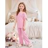 Arshiner Girls’ Sleepwear Short Sleeve Long Pants Pajamas Sets Soft Loungwear for Kids(Pink)