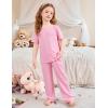 Arshiner Girls’ Sleepwear Short Sleeve Long Pants Pajamas Sets Soft Loungwear for Kids(Pink)