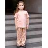 Arshiner Girls’ Sleepwear Short Sleeve Long Pants Pajamas Sets Soft Loungwear for Kids(Pink Dog)