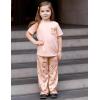 Arshiner Girls’ Sleepwear Short Sleeve Long Pants Pajamas Sets Soft Loungwear for Kids(Pink Dog)
