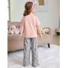 Arshiner Girls’ Sleepwear Short Sleeve Long Pants Pajamas Sets Soft Loungwear for Kids(Pink Grey Star)