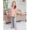 Arshiner Girls’ Sleepwear Short Sleeve Long Pants Pajamas Sets Soft Loungwear for Kids(Pink Grey Star)