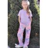 Arshiner Girls’ Sleepwear Short Sleeve Long Pants Pajamas Sets Soft Loungwear for Kids(Purple Tie Dye)