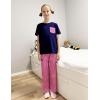 Arshiner Girls’ Sleepwear Short Sleeve Long Pants Pajamas Sets Soft Loungwear for Kids(Rose Red Stripes)