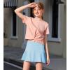 Arshiner Girl’s Sport Skirts with Shorts Athletic Pleated Skort Colorful Performance Skorts(Light Blue)