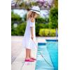 Arshiner Girls Summer Dress Short Sleeve Cold Shoulder Solid Color Swing Casual Dresses with Pockets(A White)