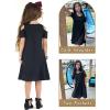 Arshiner Girls Summer Dress Short Sleeve Cold Shoulder Solid Color Swing Casual Dresses with Pockets(Black)