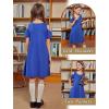 Arshiner Girls Summer Dress Short Sleeve Cold Shoulder Solid Color Swing Casual Dresses with Pockets(Blue)