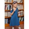 Arshiner Girls Summer Dress Short Sleeve Cold Shoulder Solid Color Swing Casual Dresses with Pockets(Deep Blue)