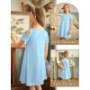Arshiner Girls Summer Dress Short Sleeve Cold Shoulder Solid Color Swing Casual Dresses with Pockets(Light Blue)