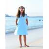 Arshiner Girls Summer Dress Short Sleeve Cold Shoulder Solid Color Swing Casual Dresses with Pockets(Light Blue)