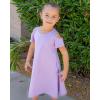 Arshiner Girls Summer Dress Short Sleeve Cold Shoulder Solid Color Swing Casual Dresses with Pockets(Lilac)