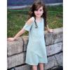 Arshiner Girls Summer Dress Short Sleeve Cold Shoulder Solid Color Swing Casual Dresses with Pockets(Mint Green)