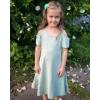 Arshiner Girls Summer Dress Short Sleeve Cold Shoulder Solid Color Swing Casual Dresses with Pockets(Mint Green)