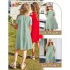 Arshiner Girls Summer Dress Short Sleeve Cold Shoulder Solid Color Swing Casual Dresses with Pockets(Mint Green)