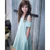 Arshiner Girls Summer Dress Short Sleeve Cold Shoulder Solid Color Swing Casual Dresses with Pockets(Mint Green)