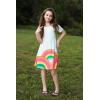 Arshiner Girls Summer Dress Short Sleeve Cold Shoulder Solid Color Swing Casual Dresses with Pockets(Rainbow on White)