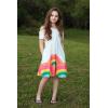 Arshiner Girls Summer Dress Short Sleeve Cold Shoulder Solid Color Swing Casual Dresses with Pockets(Rainbow on White)