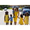Arshiner Girls Summer Dress Short Sleeve Cold Shoulder Solid Color Swing Casual Dresses with Pockets(Yellow)