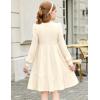 Arshiner Girls Sweater Dress Fall Winter Puff Long Sleeve Knit Pullover Formal Dresses with Pockets 6-14Y(Beige)
